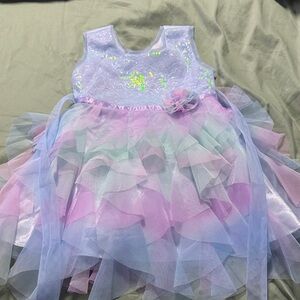 Jona Michelle Pastel Tulle Dress with Floral Accent